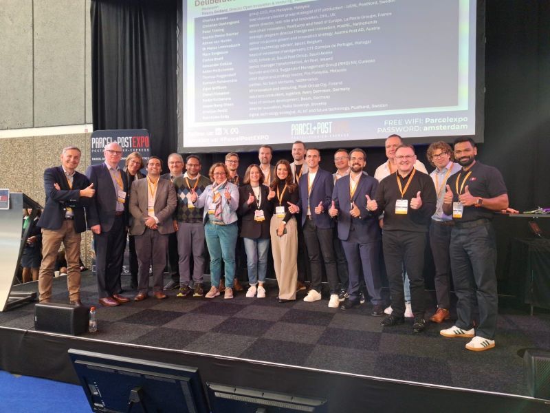 Alex Collins judging the connect2posts competition at Parcel+Post Expo